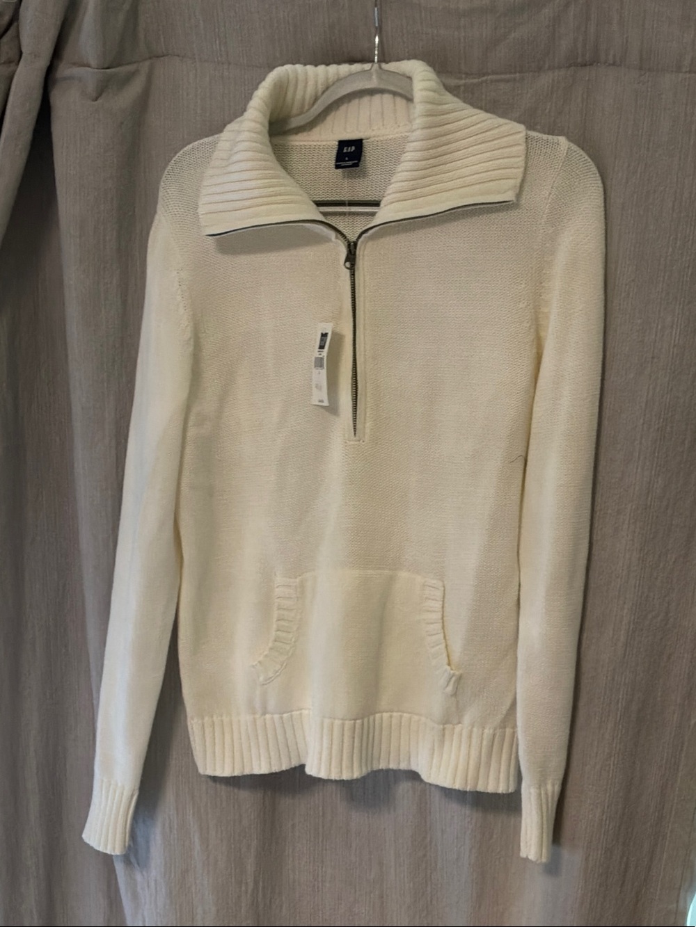 GAP Off-White Quarter-Zip Knit Pullover